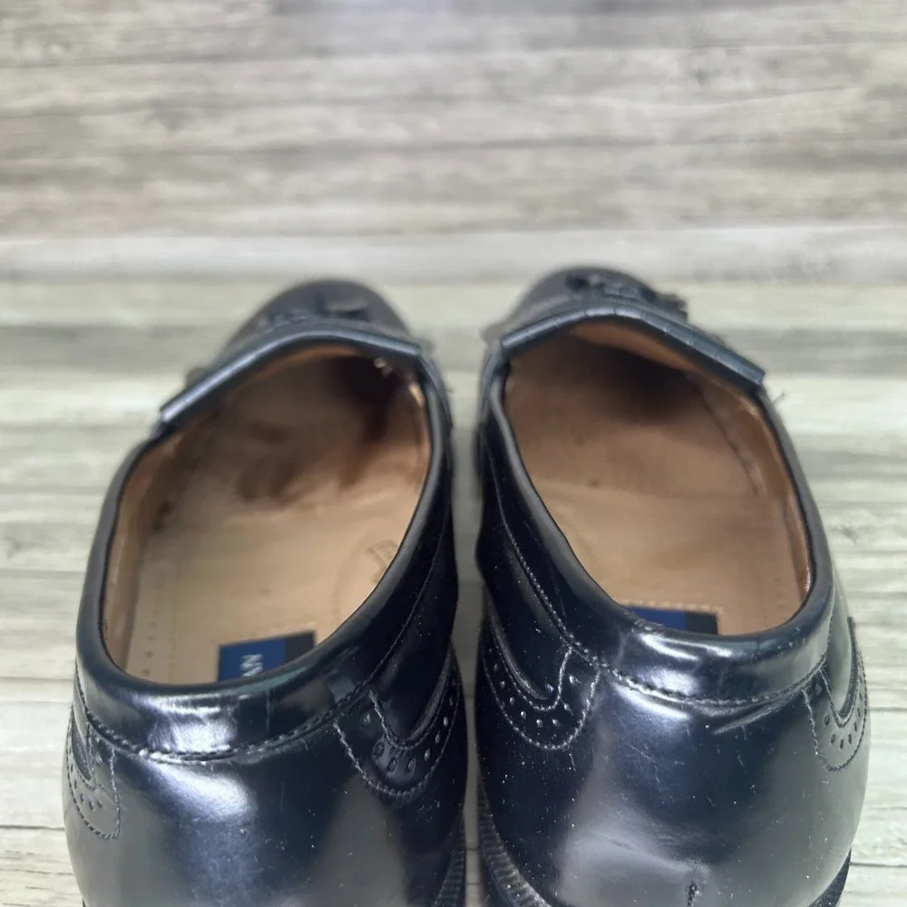 Bostonian Classics 20370 First Flex Black Leather Tassel Wing Tip Loafer 9.5M